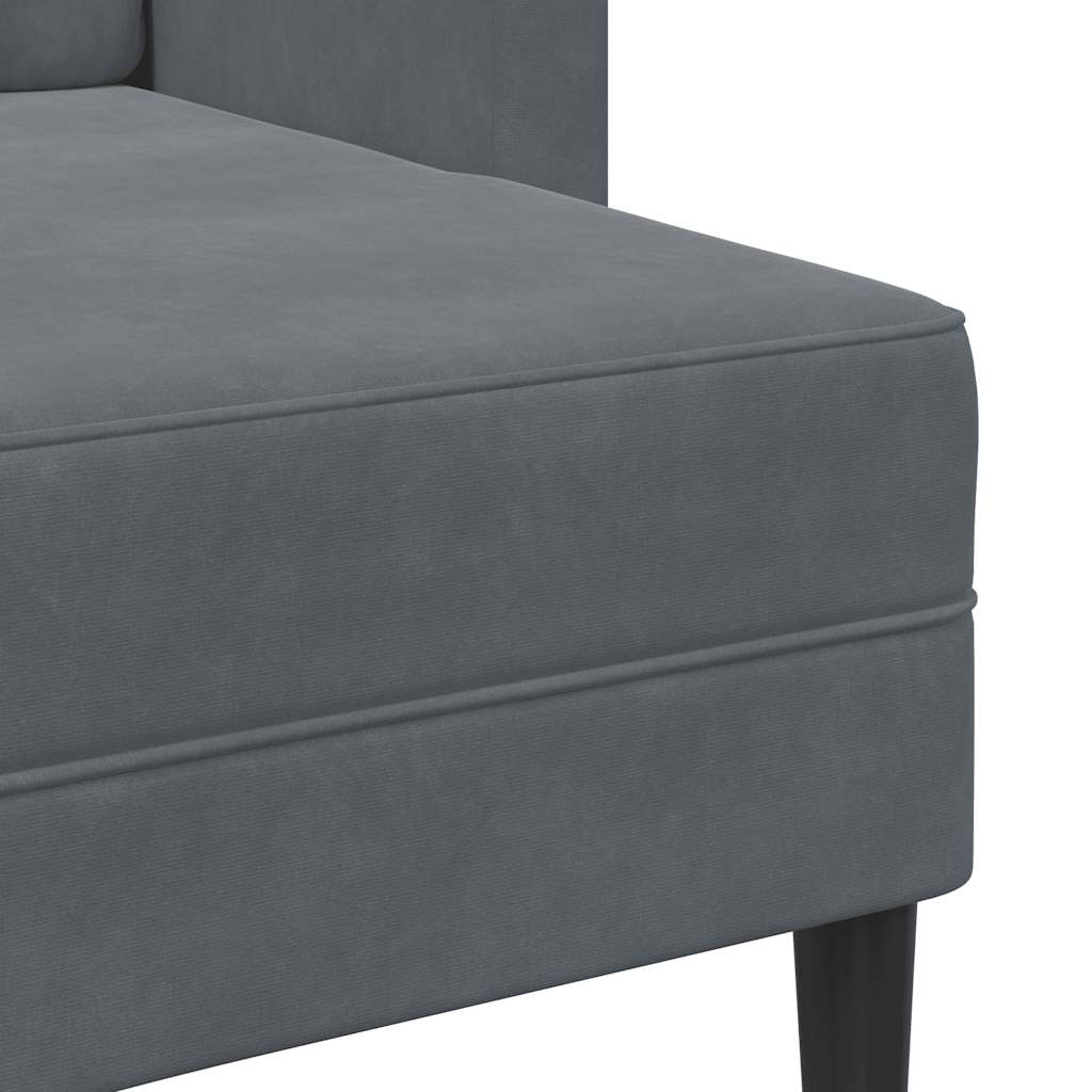 Divano 2 Posti con Chaise a L Grigio scuro 125 cm in Velluto