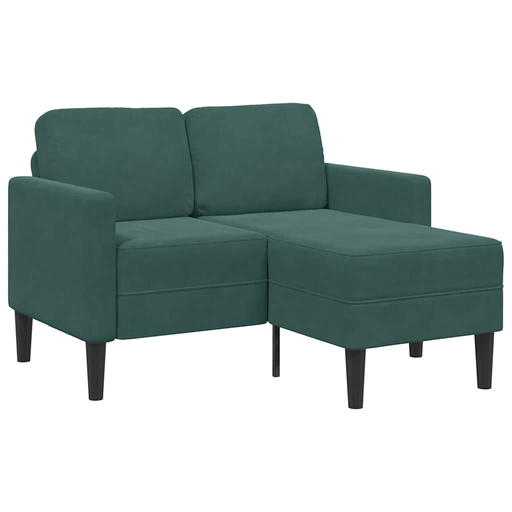 Divano 2 Posti con Chaise longue a L Verde Scuro 125 cm Velluto