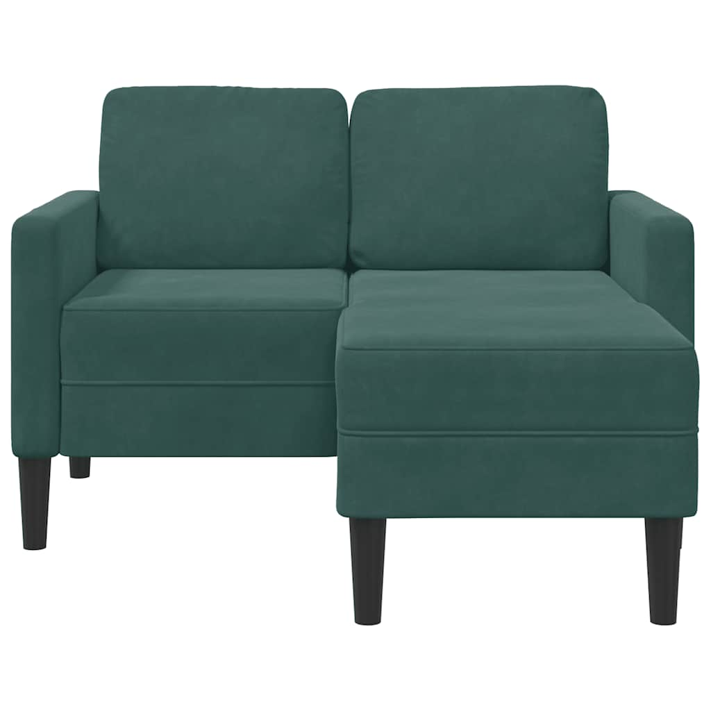 Divano 2 Posti con Chaise longue a L Verde Scuro 125 cm Velluto - homemem39