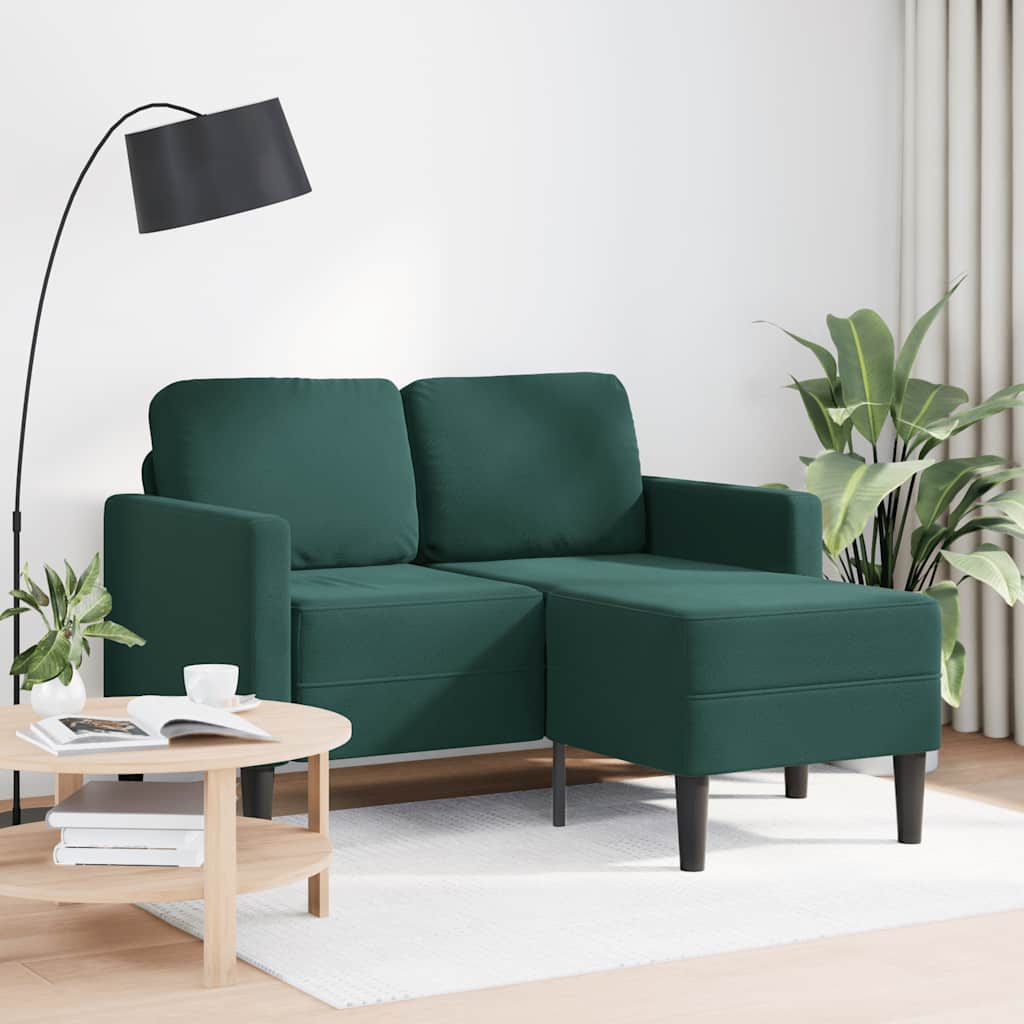 Divano 2 Posti con Chaise longue a L Verde Scuro 125 cm Velluto - homemem39