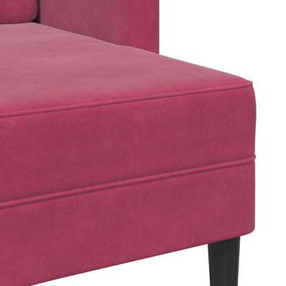 Divano 2 Posti con Chaise longue a L Rosso Vino 125 cm Velluto