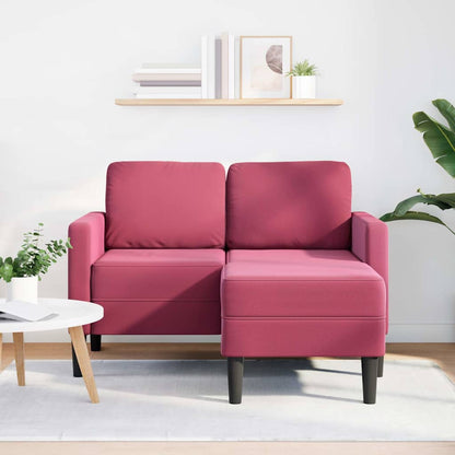 Divano 2 Posti con Chaise longue a L Rosso Vino 125 cm Velluto - homemem39