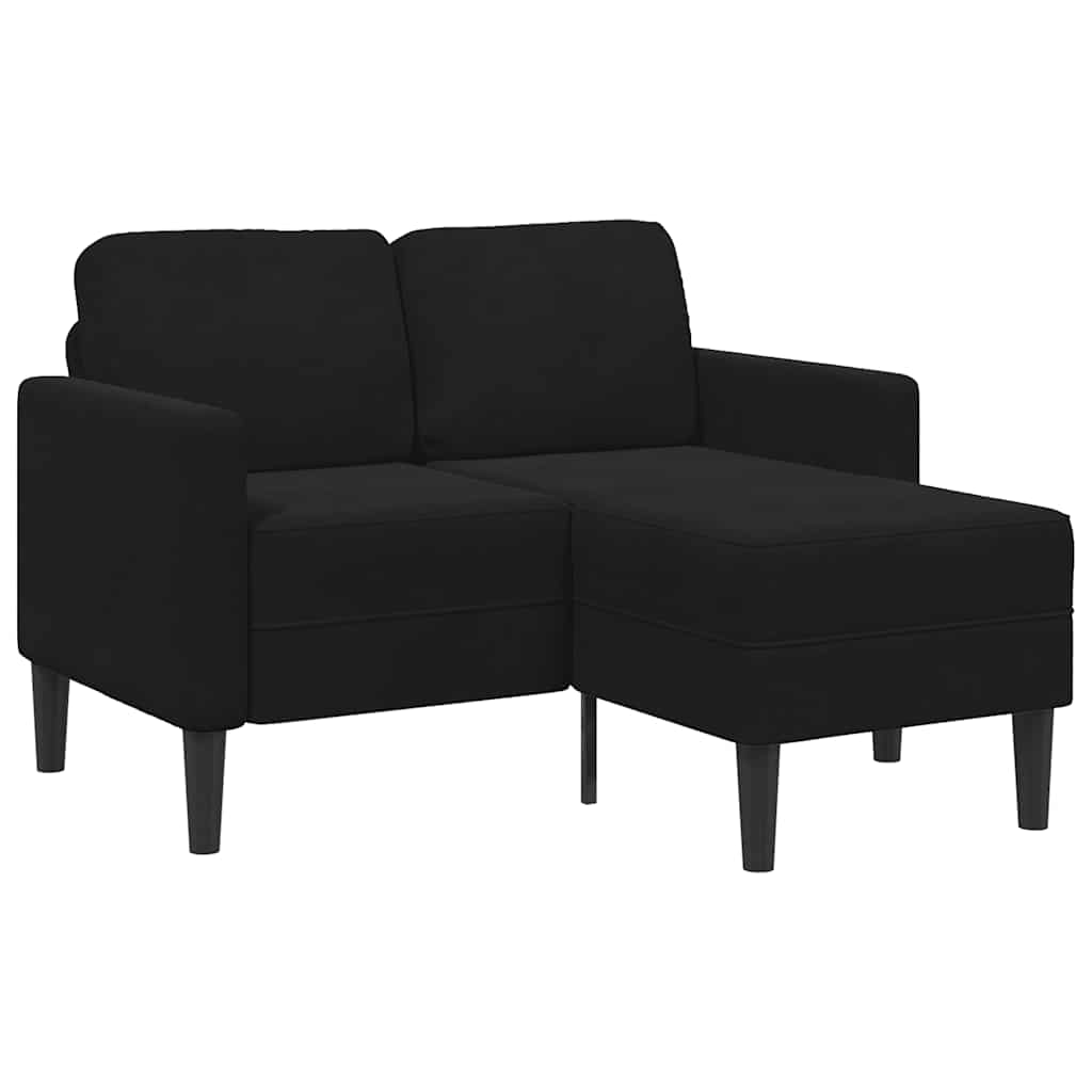 Divano 2 Posti con Chaise longue a L Nero 125 cm Velluto - homemem39