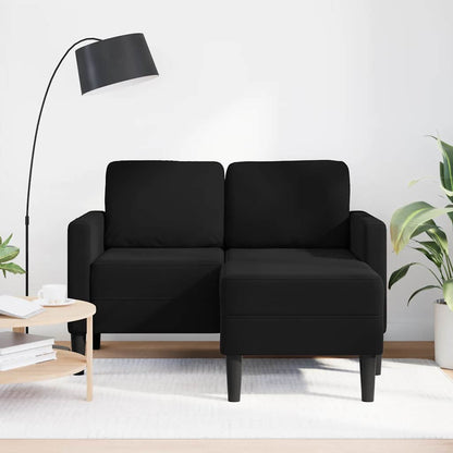 Divano 2 Posti con Chaise longue a L Nero 125 cm Velluto