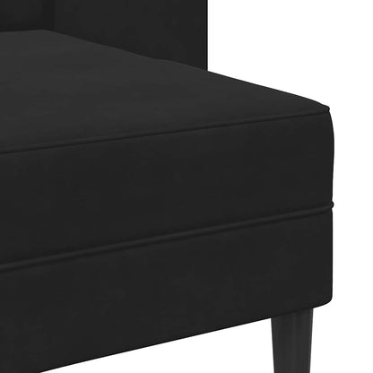 Divano 2 Posti con Chaise longue a L Nero 125 cm Velluto - homemem39