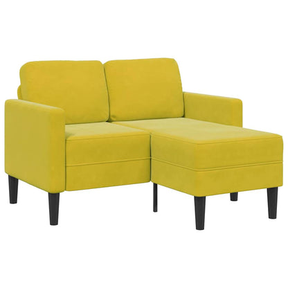 Divano 2 Posti con Chaise longue a L Giallo 125 cm Velluto