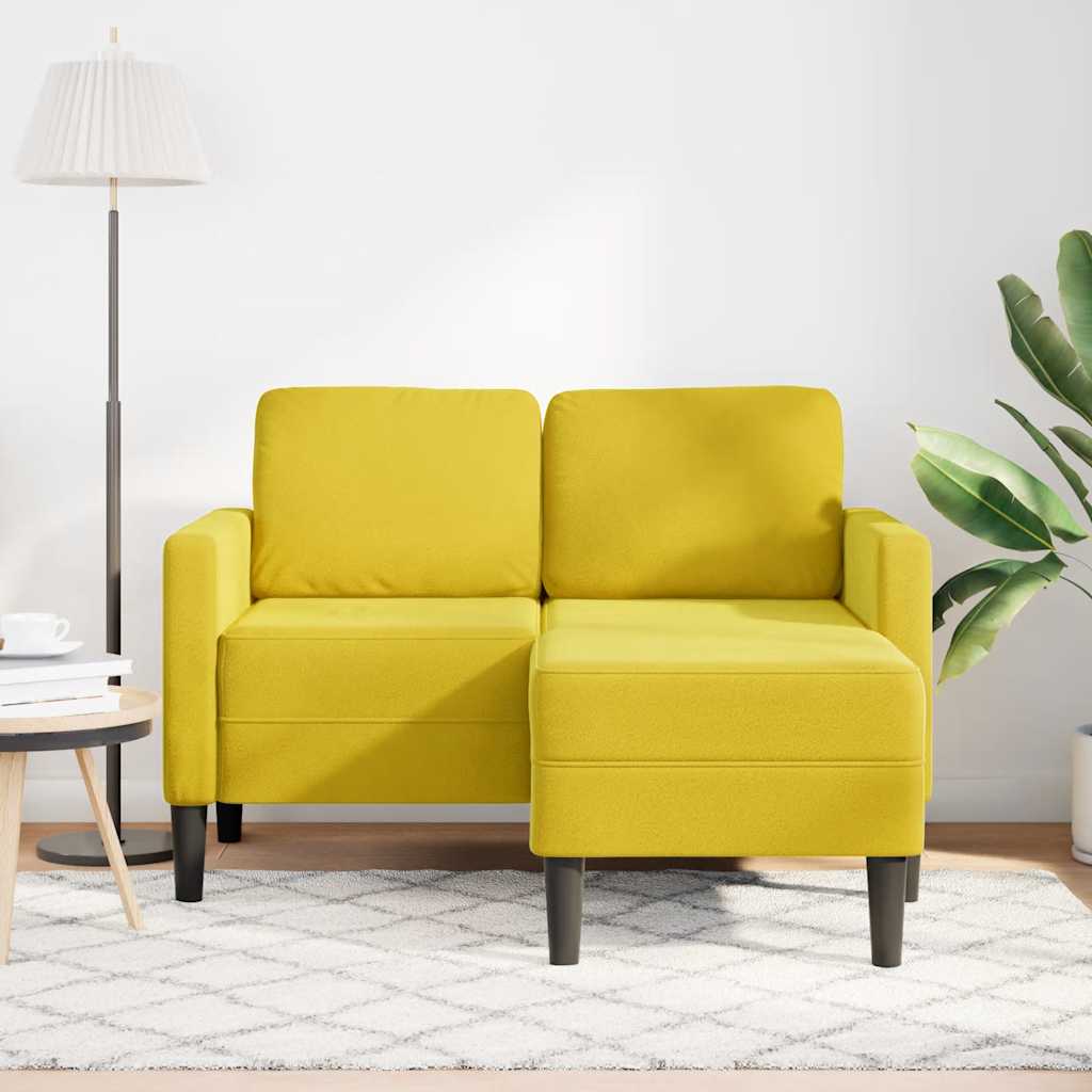 Divano 2 Posti con Chaise longue a L Giallo 125 cm Velluto