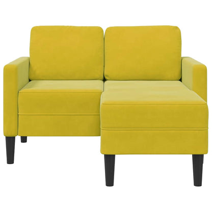 Divano 2 Posti con Chaise longue a L Giallo 125 cm Velluto