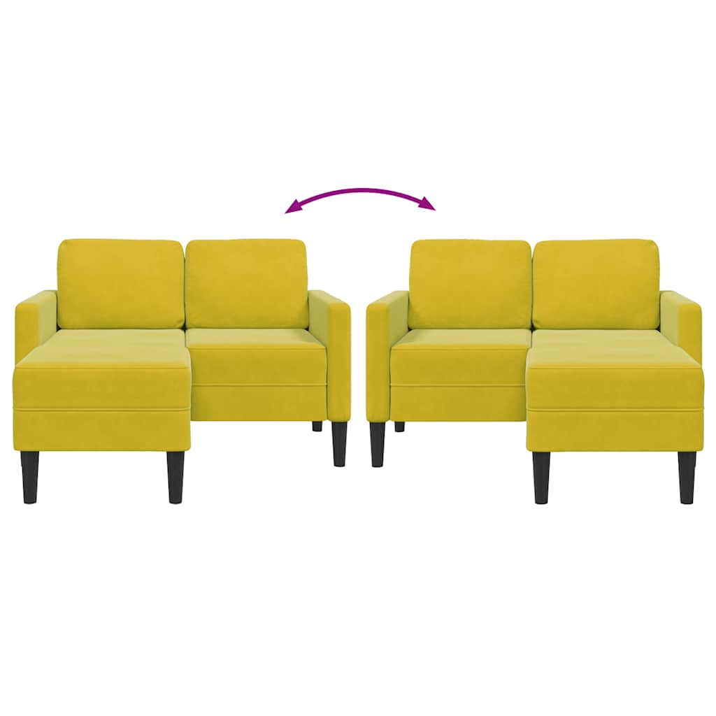 Divano 2 Posti con Chaise longue a L Giallo 125 cm Velluto