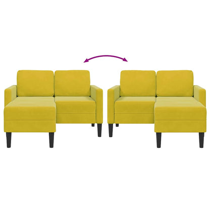 Divano 2 Posti con Chaise longue a L Giallo 125 cm Velluto