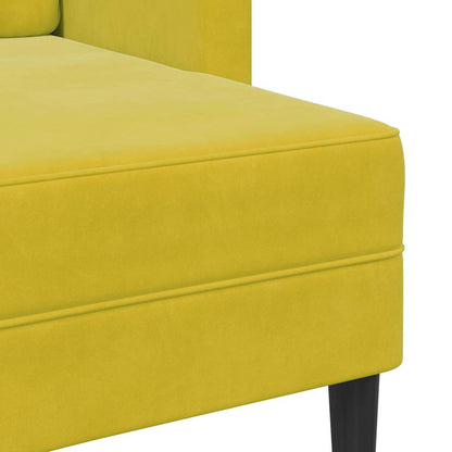 Divano 2 Posti con Chaise longue a L Giallo 125 cm Velluto