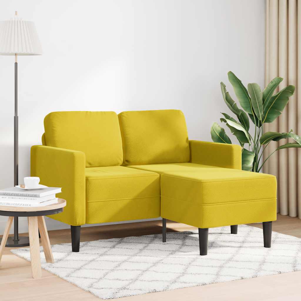 Divano 2 Posti con Chaise longue a L Giallo 125 cm Velluto