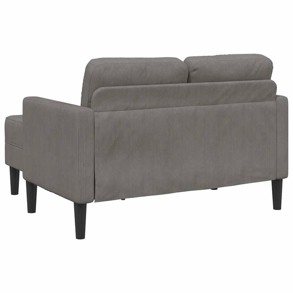 Divano 2 Posti con Chaise longue a L Grigio Chiaro 125 cm Lino