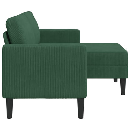 Divano 2 Posti con Chaise longue a L Verde Giungla 125 cm Lino