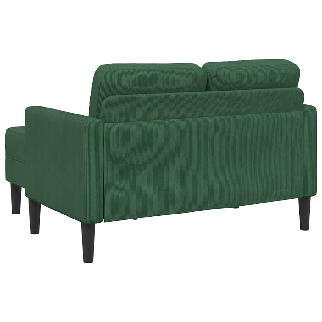 Divano 2 Posti con Chaise longue a L Verde Giungla 125 cm Lino - homemem39