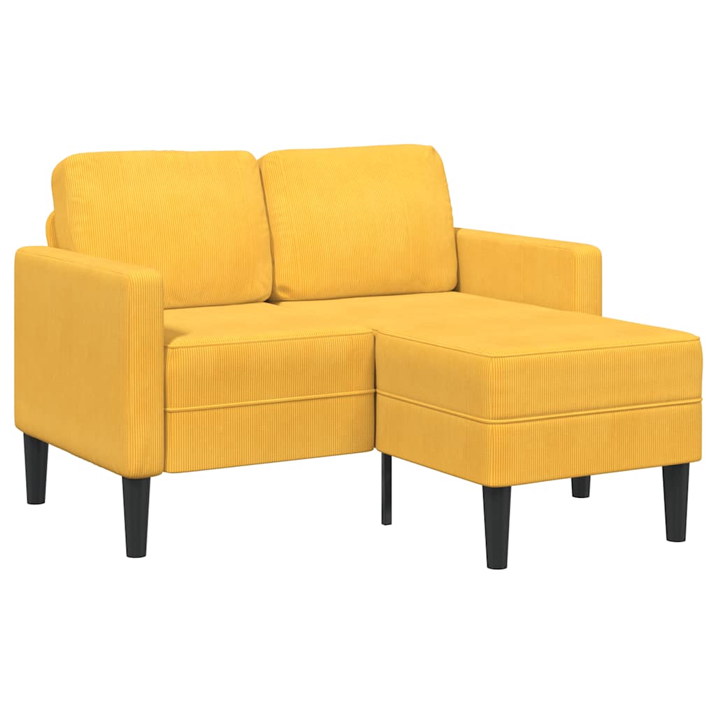 Divano 2 Posti con Chaise longue a L Giallo Chiaro 125 cm Lino - homemem39