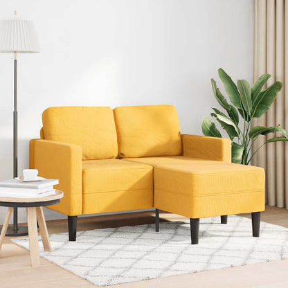 Divano 2 Posti con Chaise longue a L Giallo Chiaro 125 cm Lino