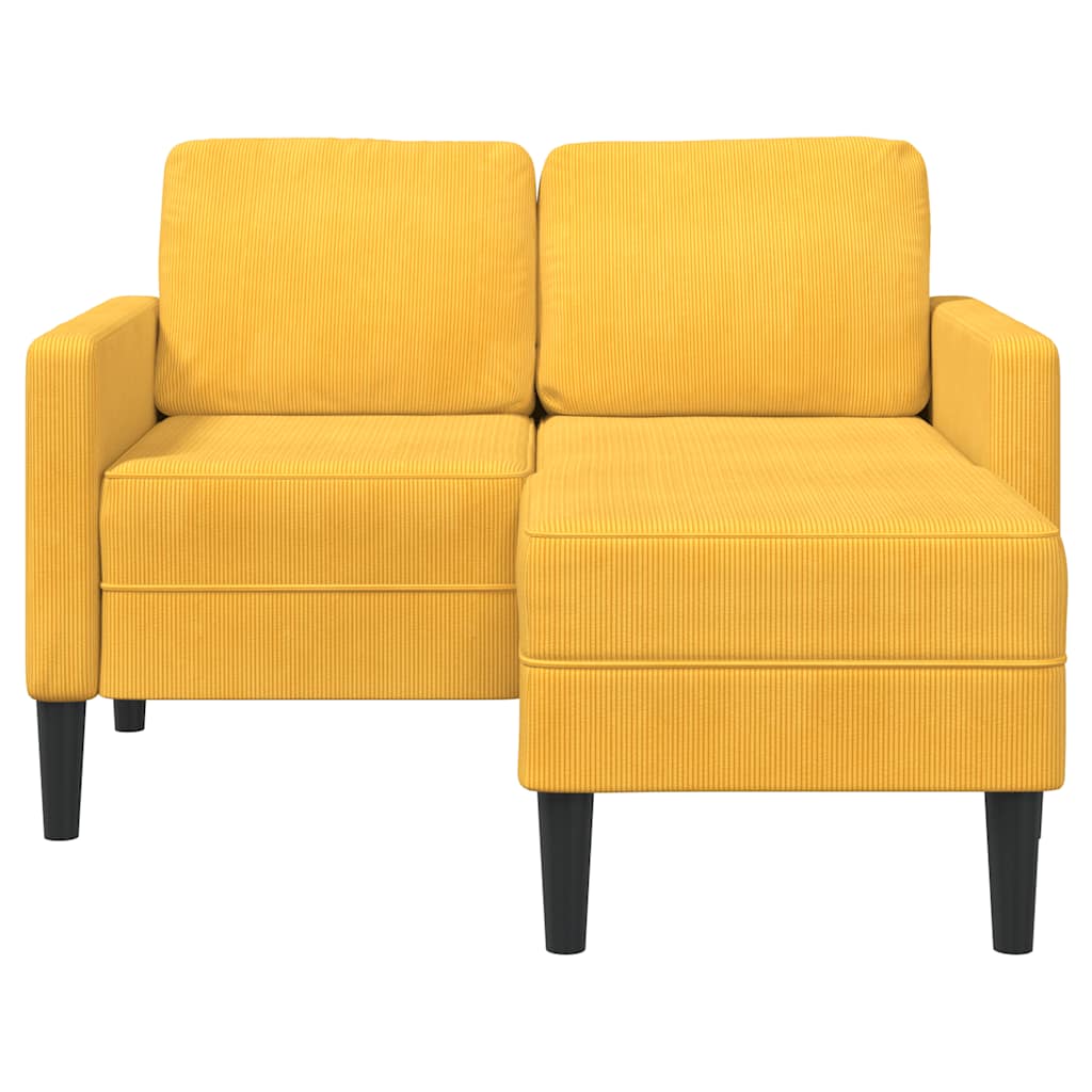 Divano 2 Posti con Chaise longue a L Giallo Chiaro 125 cm Lino - homemem39