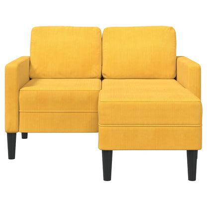 Divano 2 Posti con Chaise longue a L Giallo Chiaro 125 cm Lino