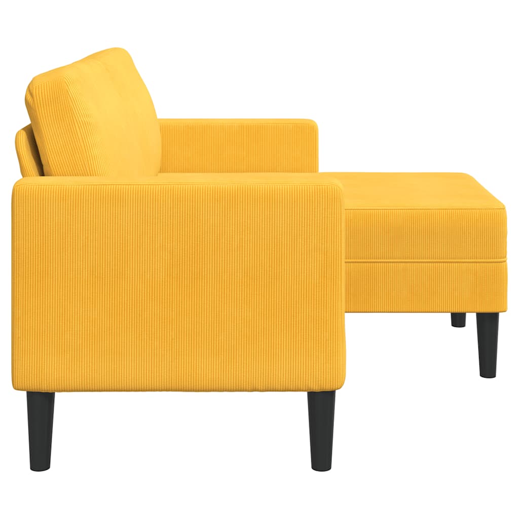 Divano 2 Posti con Chaise longue a L Giallo Chiaro 125 cm Lino - homemem39