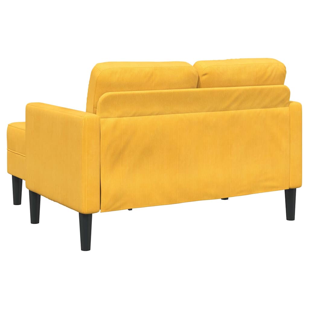 Divano 2 Posti con Chaise longue a L Giallo Chiaro 125 cm Lino - homemem39