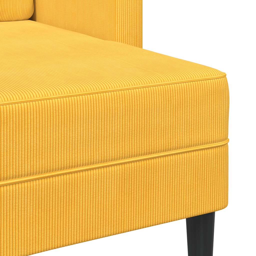 Divano 2 Posti con Chaise longue a L Giallo Chiaro 125 cm Lino