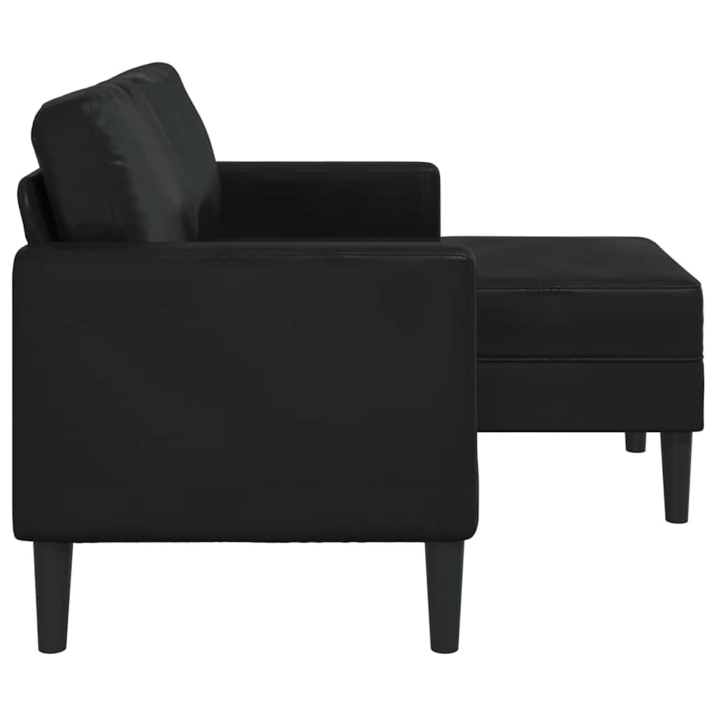 Divano 2 Posti con Chaise longue a L Nero 125 cm in Similpelle - homemem39