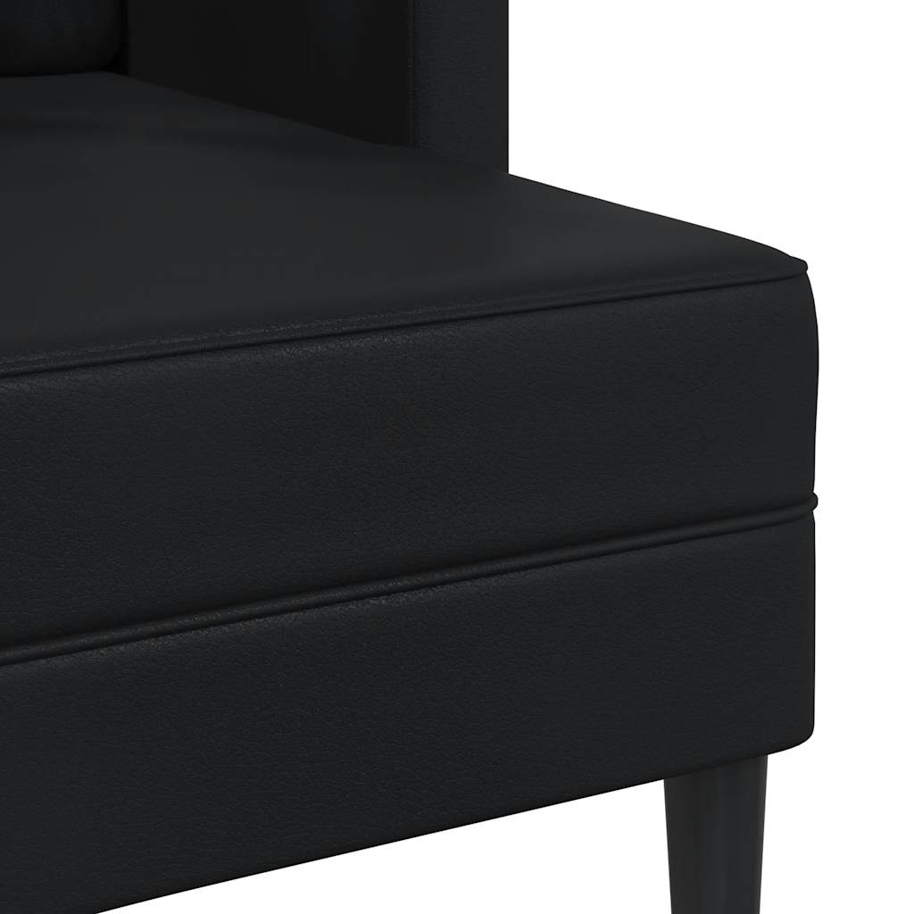 Divano 2 Posti con Chaise longue a L Nero 125 cm in Similpelle - homemem39