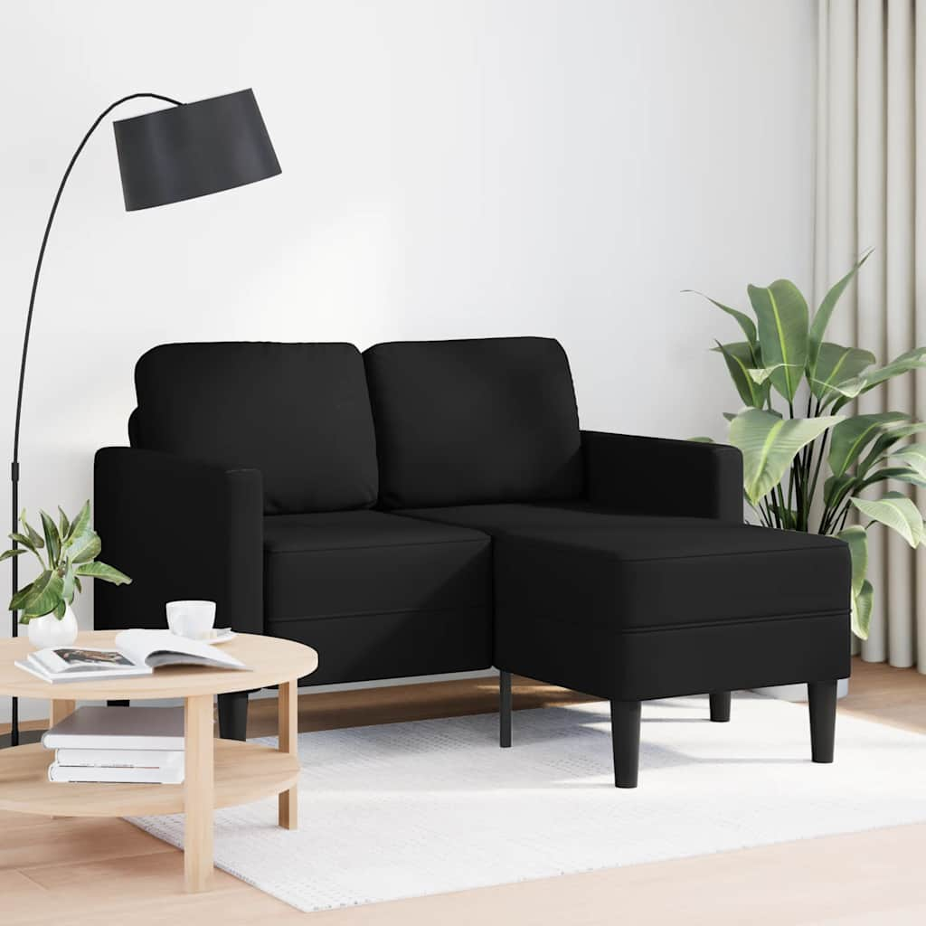 Divano 2 Posti con Chaise longue a L Nero 125 cm in Similpelle - homemem39