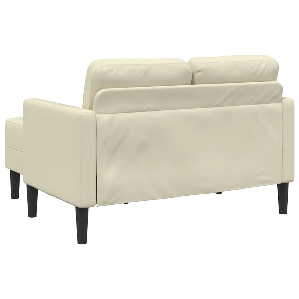 Divano 2 Posti con Chaise longue a L Crema 125 cm in Similpelle - homemem39