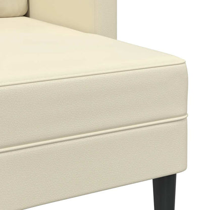 Divano 2 Posti con Chaise longue a L Crema 125 cm in Similpelle