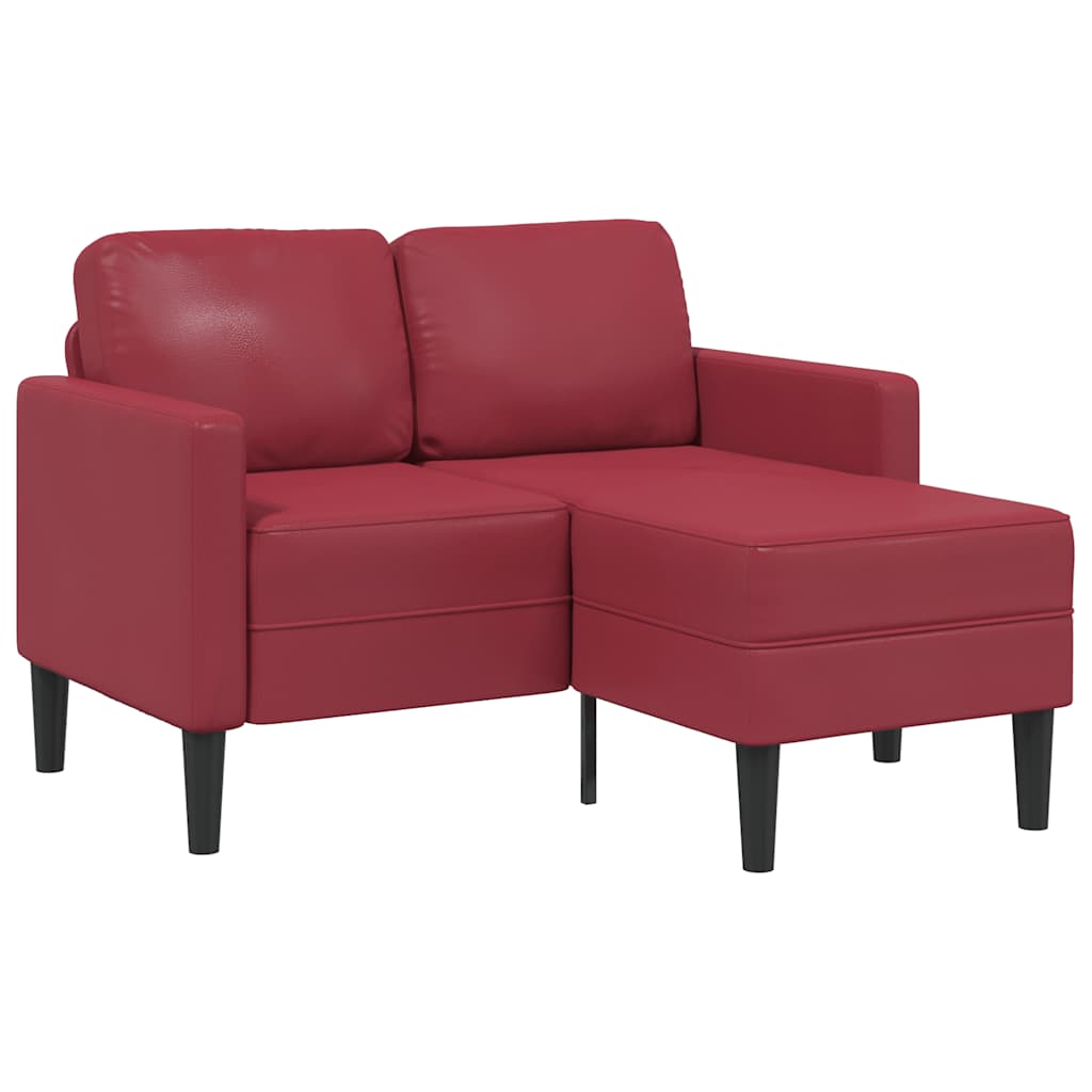 Divano 2 Posti con Chaise a L Rosso Vino 125 cm in Similpelle - homemem39