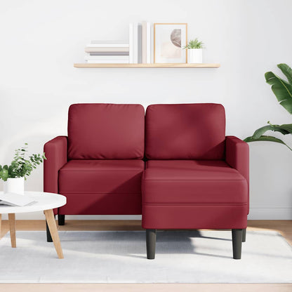 Divano 2 Posti con Chaise a L Rosso Vino 125 cm in Similpelle