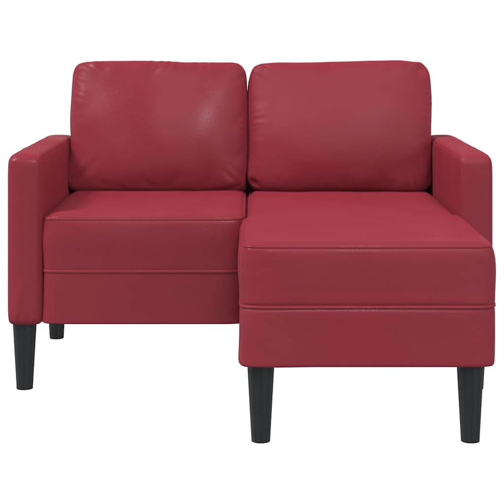 Divano 2 Posti con Chaise a L Rosso Vino 125 cm in Similpelle - homemem39