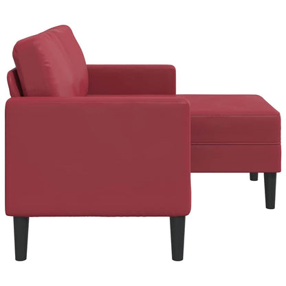 Divano 2 Posti con Chaise a L Rosso Vino 125 cm in Similpelle - homemem39