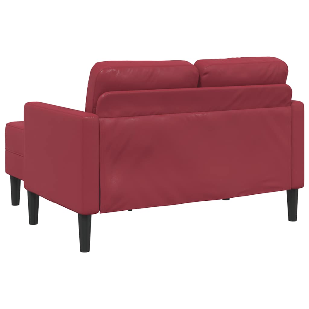 Divano 2 Posti con Chaise a L Rosso Vino 125 cm in Similpelle - homemem39