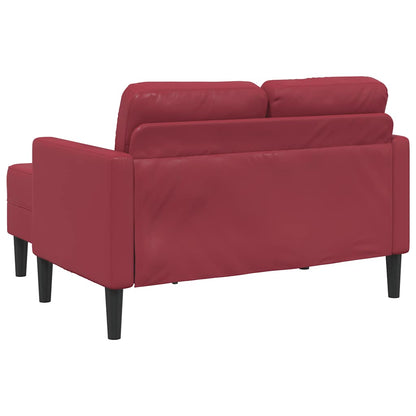 Divano 2 Posti con Chaise a L Rosso Vino 125 cm in Similpelle