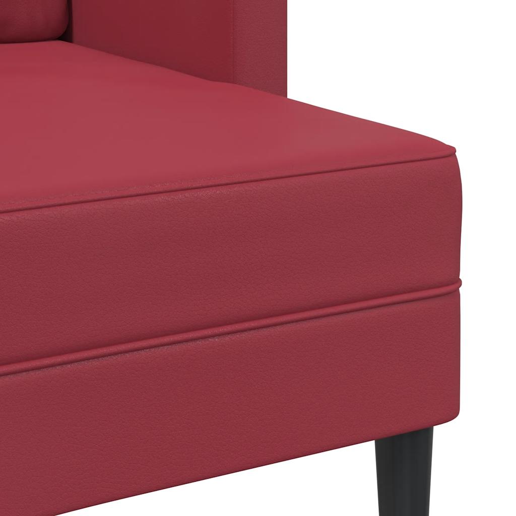 Divano 2 Posti con Chaise a L Rosso Vino 125 cm in Similpelle