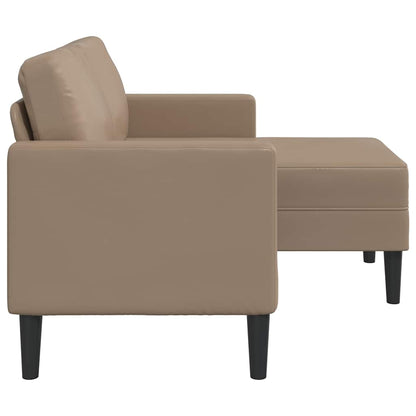 Divano 2 Posti con Chaise a L Cappuccino 125 cm in Similpelle - homemem39