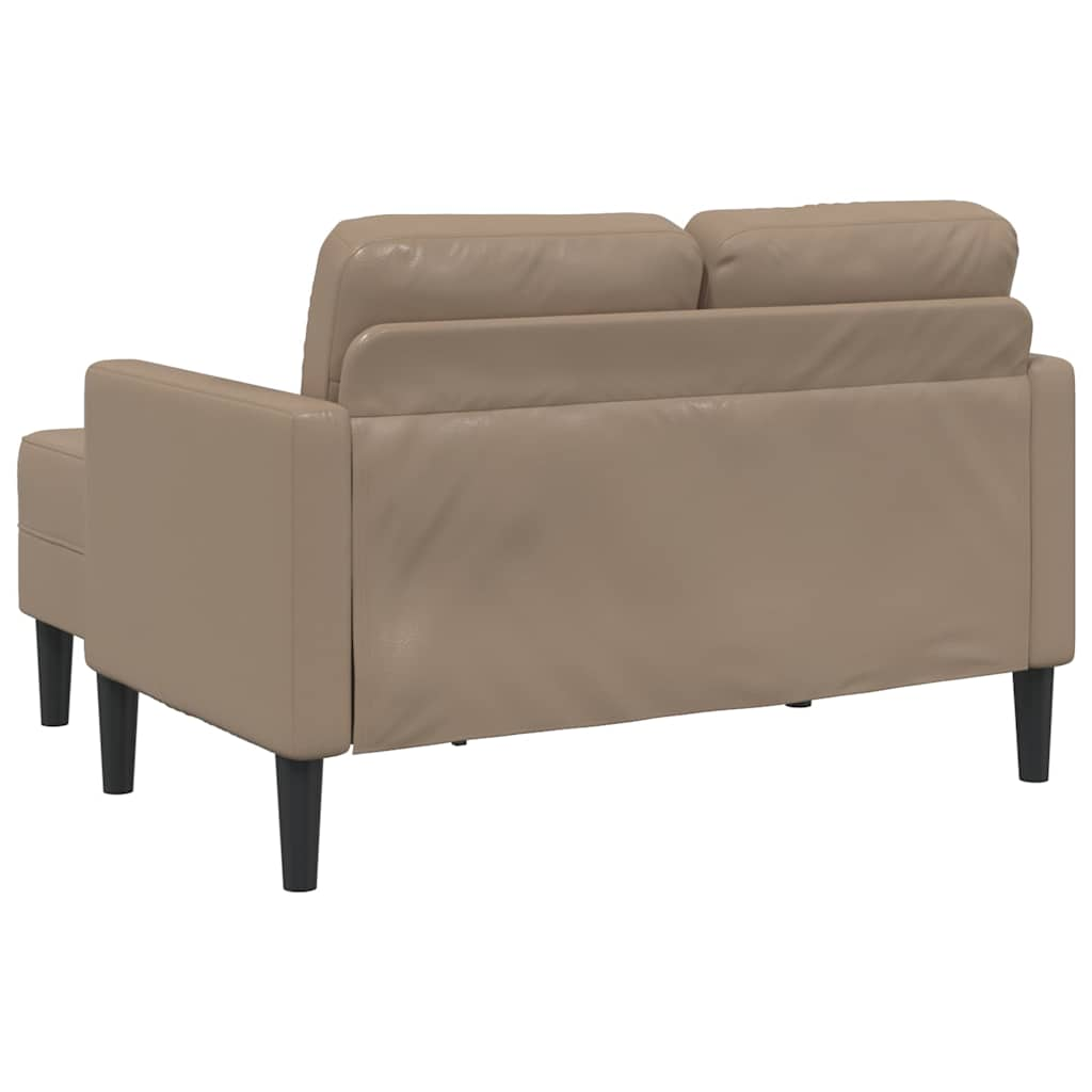 Divano 2 Posti con Chaise a L Cappuccino 125 cm in Similpelle - homemem39