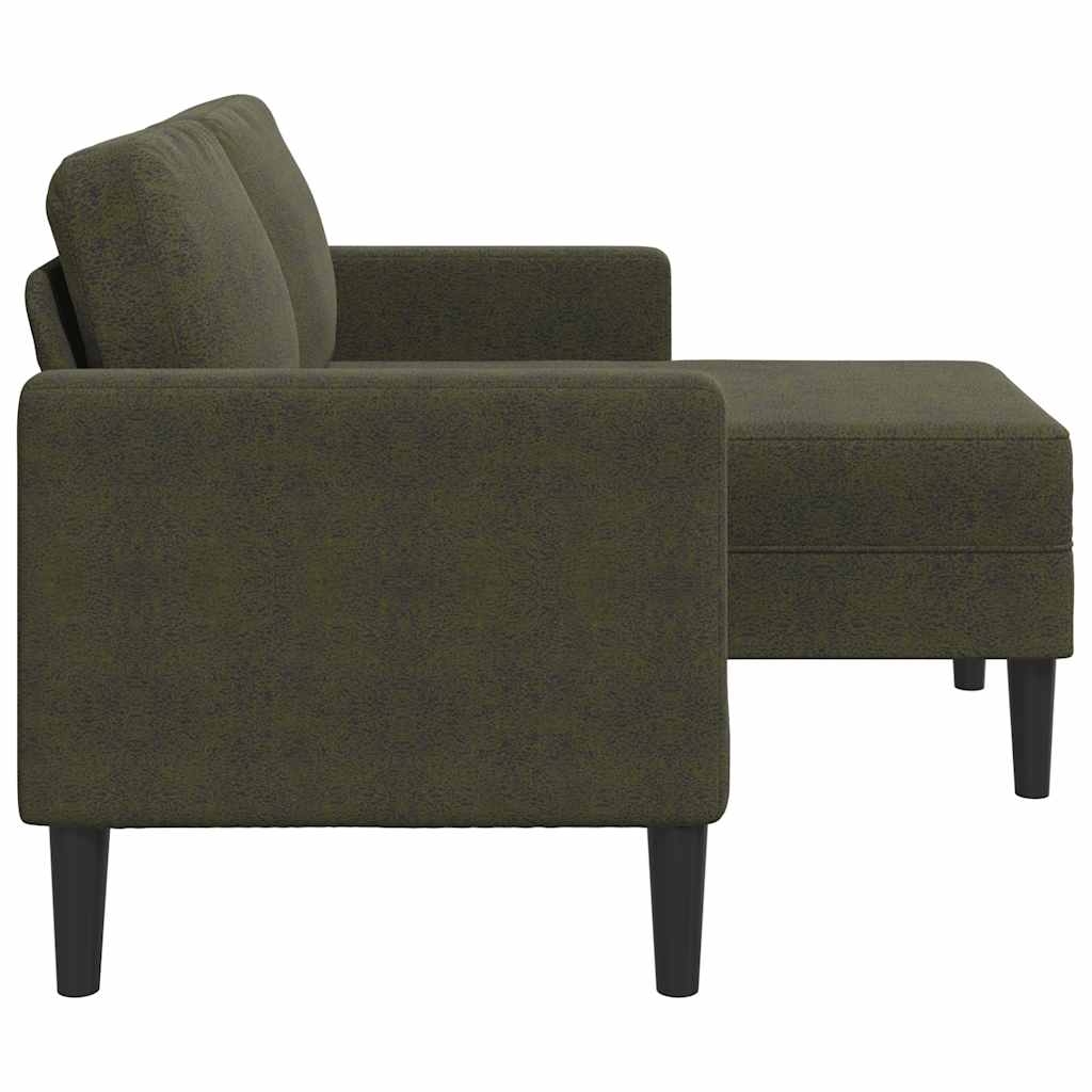 Divano 2 Posti con Chaise a L Verde Militare 125 cm Similpelle