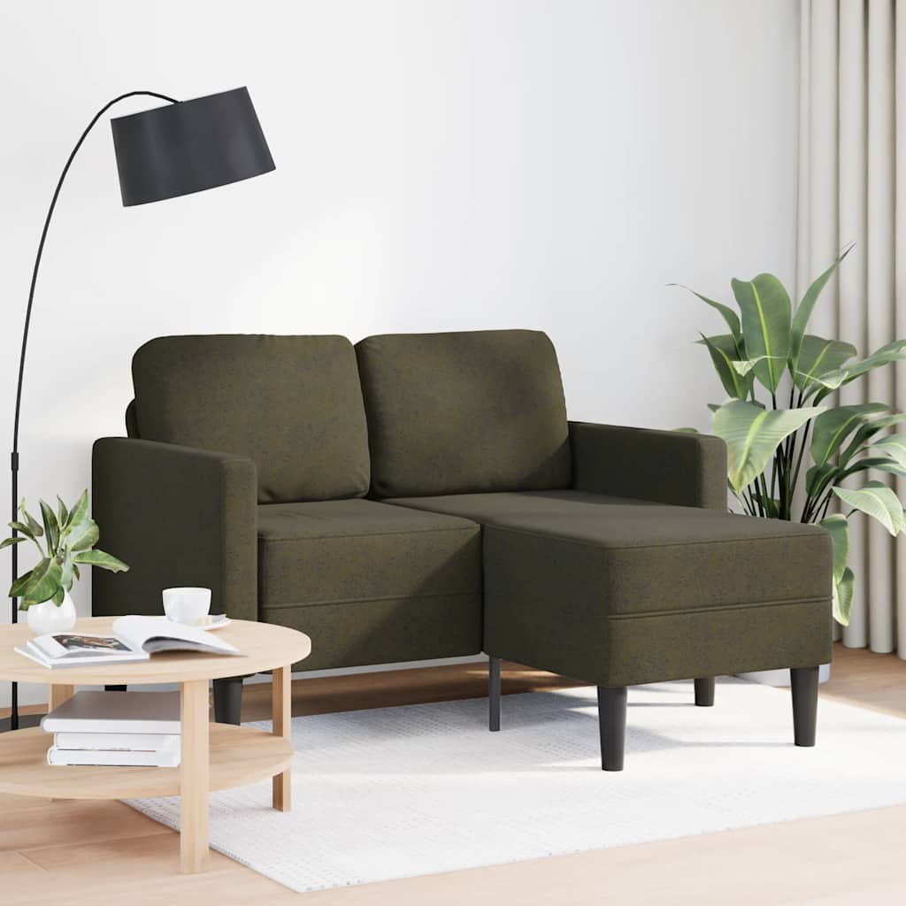 Divano 2 Posti con Chaise a L Verde Militare 125 cm Similpelle - homemem39