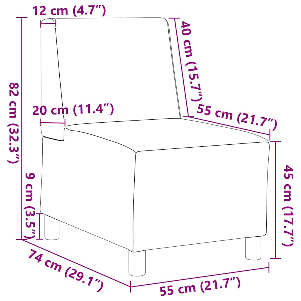 Divano Sedia Crema 55 cm Tessuto di Velluto a Coste - homemem39