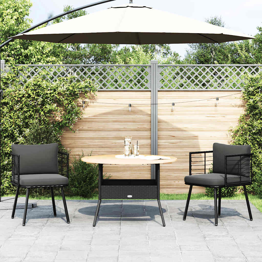 Sedie da Giardino con Cuscini 2 pz Nere in Polyrattan - homemem39