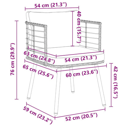 Sedie da Giardino con Cuscini 2 pz Nere in Polyrattan