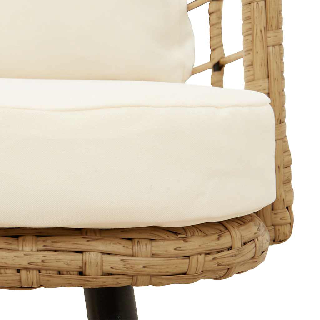 Sedie da Giardino 2pz con Cuscini Naturale in Polyrattan - homemem39