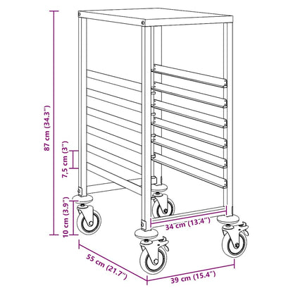 Carrello Portateglie con 6 GN Contenitori 39x55x87 cm