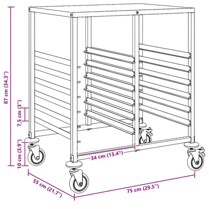 Carrello Portateglie con 12 GN Contenitori 75x55x87 cm