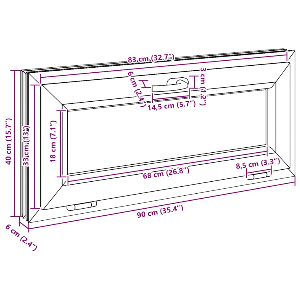 Finestra Seminterrato RISOR 90x40 cm Tilt 3 Vetri Antracite