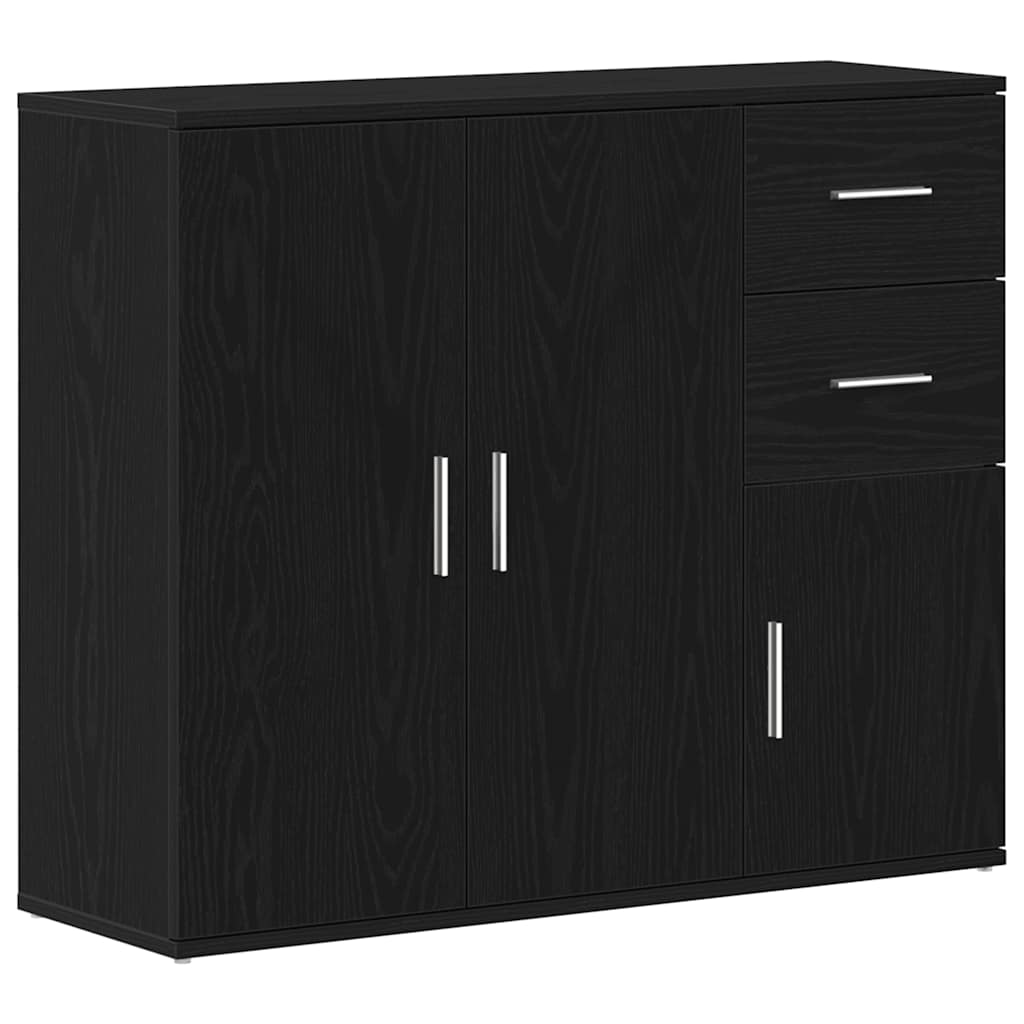 Credenza Rovere Nero 91x29,5x75 cm in Legno Multistrato - homemem39